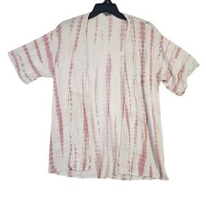 Charlotte Russe Womens XS Pink Tie Dye Open Front Kimono Cardigan Short Sleeve